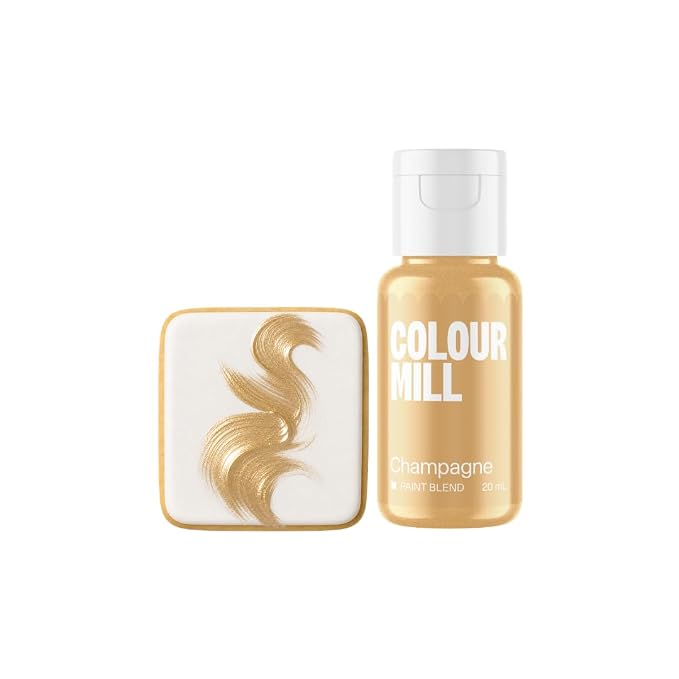 Colour Mill Edible Food Paint – Vibrant Cake & Fondant Decorating Colors for Cookies, Chocolate, Royal Icing & Desserts 20 Milliliters - Metallic Champagne