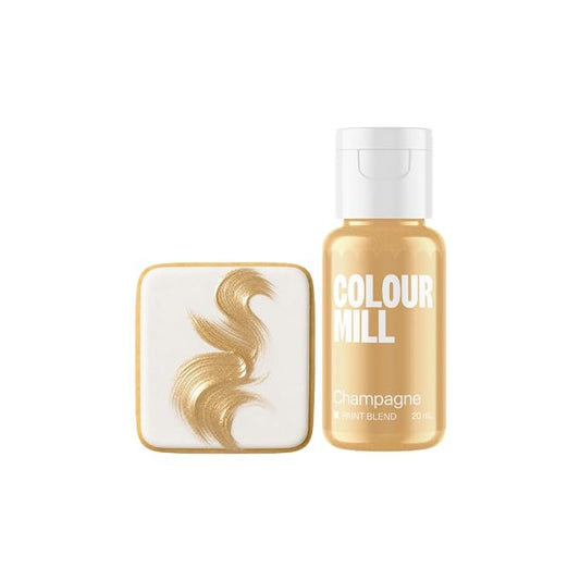 Colour Mill Edible Food Paint – Vibrant Cake & Fondant Decorating Colors for Cookies, Chocolate, Royal Icing & Desserts 20 Milliliters - Metallic Champagne
