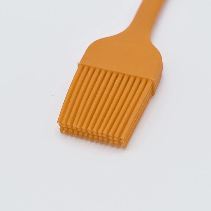 Silicone Basting Brush, Heat Resistant Oil Pastry Brush for Cooking Baking Grilling BBQ, 8 Colors ，Green, Orange, Blue, Pink, Red, Purple, Black, Yellow (Orange)