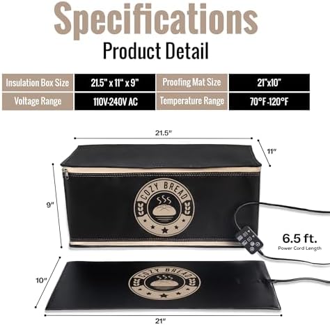 Cozy Bread® Proofing Mat & Thermal Insulation Box Bundle (10" x 21") | The Best Bread Proofer | Proof Dough, Grow Sourdough Starter, Ferment Yogurt