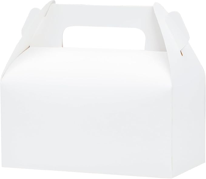UnicoPak 30 Pack Party Favor Boxes Treat Boxes, White Gable Gift Boxes for Party Favors Goodies Cookies Treats Candies Meals Lunch, 6.5x3.5x3.5 Inches