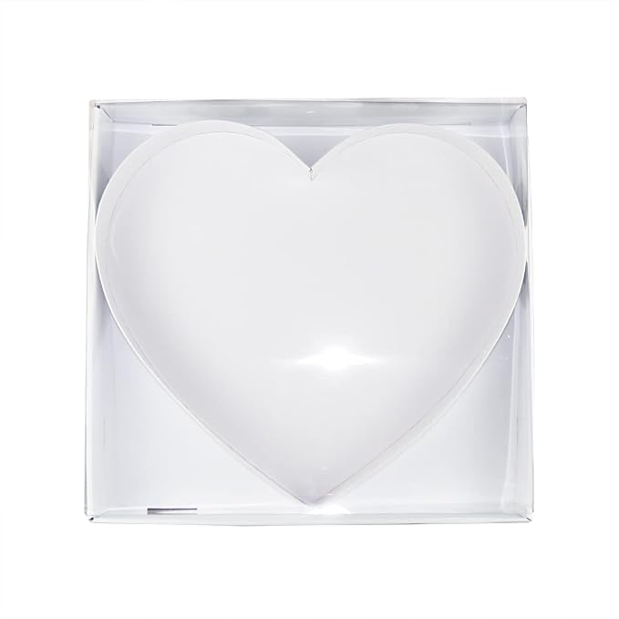 WENPACK 12.5" Cardboard Fillable Heart Shaped Mache Charcuterie Sweets Candy Decorative Box with Clear Lid (White, Heart)