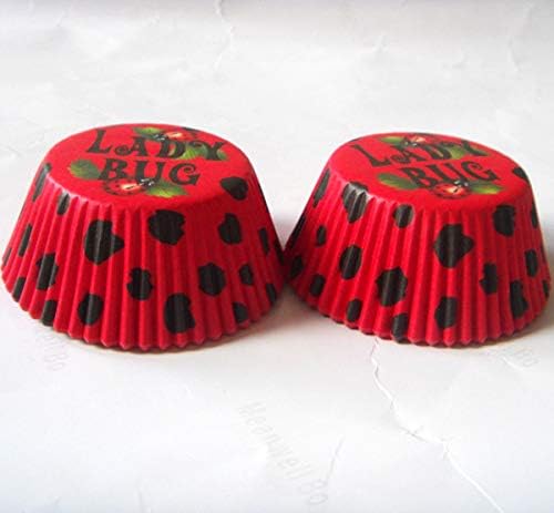 Lucky Star Red Ladybug Colorful Paper Muffin Cupcake Liners case Baking Cups 100 pcs,Standard Size 2x1.25inch