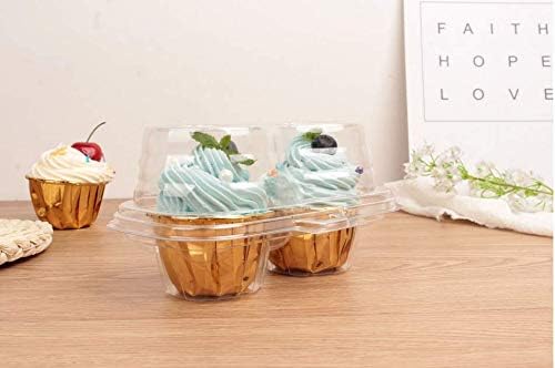 Leoyoubei Double Cupcake Container,2 Compartment Cupcake Container - Deep Cupcake Carrier Holder Box - Clear - Stackable - Clamshell Cupcake Container Ideal to Carry Cupcakes or Birthday Party (20)