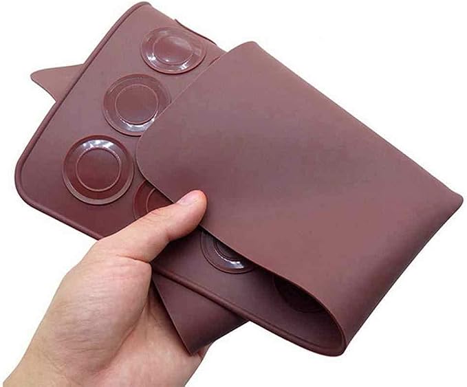 Food Grade Silicone Brown color Macaron Baking Kit Tray Set w. Piping Pot 4 types of nozzles & 1 Cleaning Scrubbing pad non stick reusable Macaroon Baking Supplies