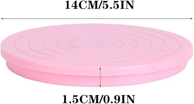 2Pcs Cake Decorating Turntable,Mini 5.5 Inch Rotating Cake Turntable, 360 DegreeTurns Revolving Cake Stand Cake Decorating Baking Tools,Pink