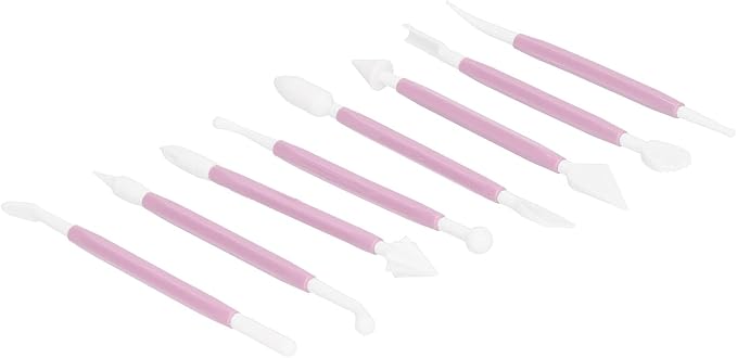 Cake Decorating Tools, 8PCS Fondant Modeling Set Decorating Hand Sculpting Tools Kit for Bakery (Pink)