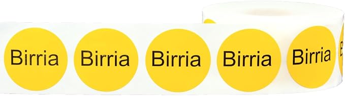 Yellow with Black Birria Circle Dot Adhesive Stickers, 1 Inch Round Labels, 500 Total Stickers