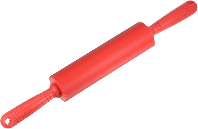 HARFINGTON Silicone Rolling Pins for Baking 17 Inch Non Stick Rolling Pin Small Roller Playdough Rolling Pins with Hanging Hole for Dough Pizza Pastry Fondant Kitchen, Red