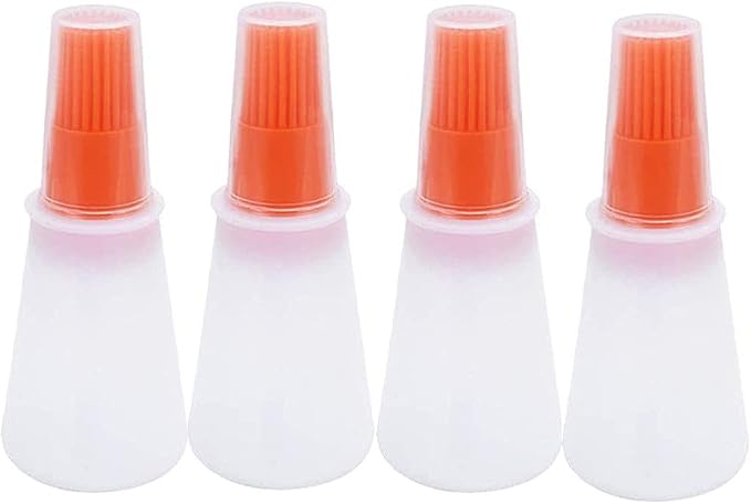 Silicone Oil bottle brush，BBQ/Pastry Basting Brushes,Silicone Cooking Grill Barbecue Baking Pastry Oil/Honey/Sauce Bottle Brush (4 PCS,orange)