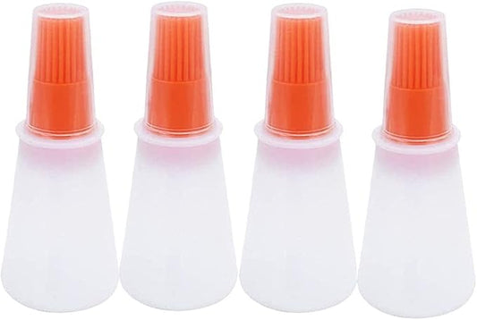 Silicone Oil bottle brush，BBQ/Pastry Basting Brushes,Silicone Cooking Grill Barbecue Baking Pastry Oil/Honey/Sauce Bottle Brush (4 PCS,orange)