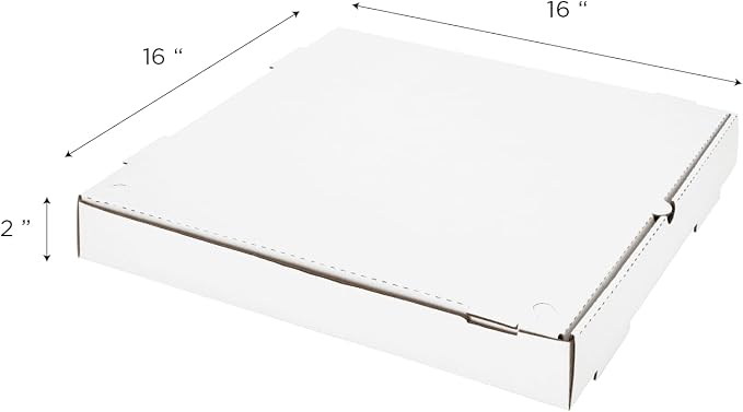 Karat Pizza Boxes 16" x 16" [50 Pack] White Corrugated Boxes | Ventilated, Grease-Resistant, Durable for Pizza or Mailing Use