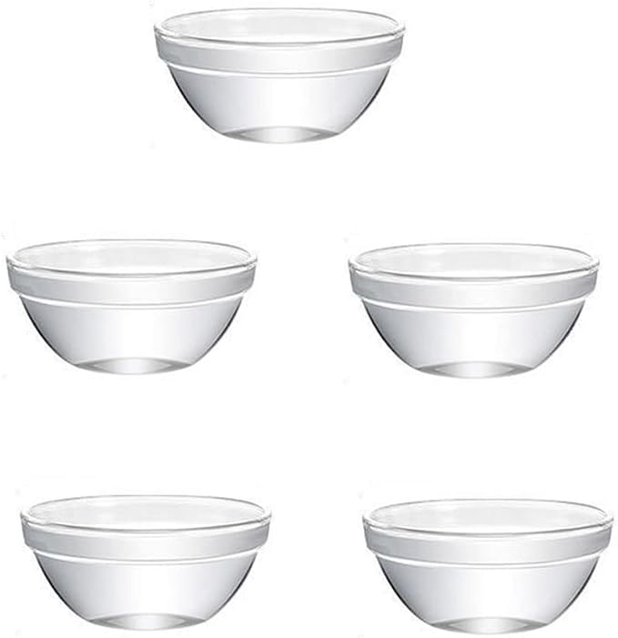 esowemsn 5PCS Glass Mixing Bowl Glass Salad Bowl Nesting Bowl for Space Saving Storage,Cooking,Baking,Prepping,Stackable Bowl Set