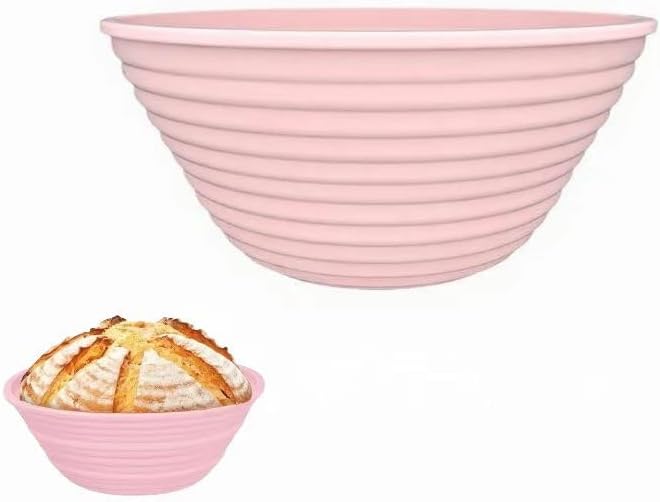 Banneton Bread Proofing Baskets,Silicone Sourdough Bread Baking Supplies, Bread Proofing Baskets for Sourdough, 9.3" Collapsible Sourdough Baking Basket (Pink round)