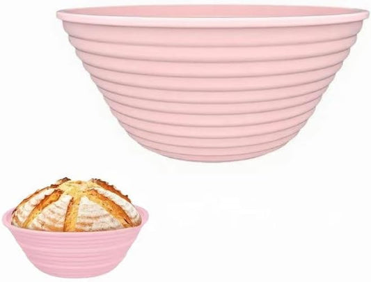 Banneton Bread Proofing Baskets,Silicone Sourdough Bread Baking Supplies, Bread Proofing Baskets for Sourdough, 9.3" Collapsible Sourdough Baking Basket (Pink round)