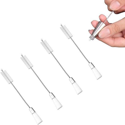 4 Pack Piping Tip Cleaning Brush Double-Headed Nylon Hard Bristle Brushes Pipe Tube Cleaner for Cake Decorating Tips Nozzle Baking Pastry Bags Mouth Frosting Icing Dispenser