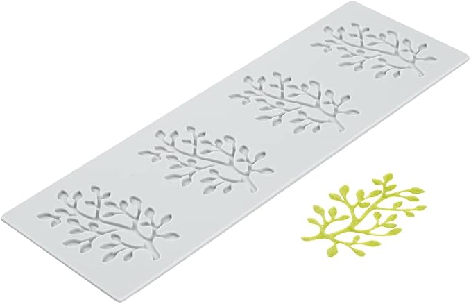 Restaurantware Silicone Baking Mat 1 Pack of Fondant Impression Mat Heat-Resistant Non-Stick Lace Mold Leaves Design Gray Mold for Pastry Decoration and Oven Use 11.57 x 3.82 Inches
