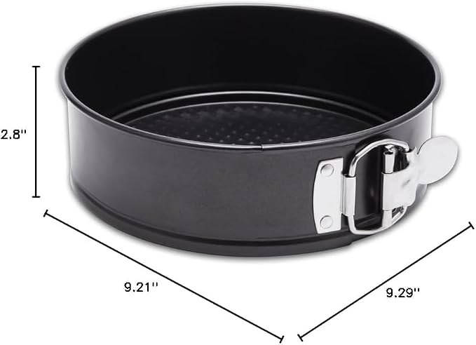 9 Inch Non-stick Springform Pan with Removable Bottom, Leakproof Round Bakeware for Cheesecakes, Cakes and Quiches, Carbon Steel, Black