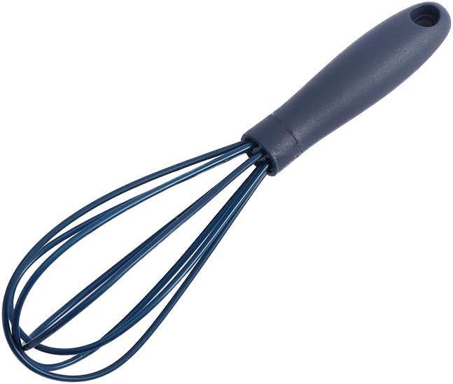 Navy Blue Silicone Whisk, Mini Silicone Whisks Multifunctional Manual Egg Beater Mixer Bake Tool for Blending Whisking Stirring Cooking Home and Kitchen