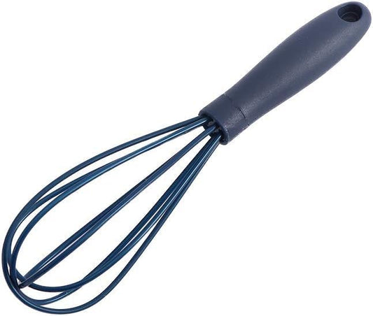 Navy Blue Silicone Whisk, Mini Silicone Whisks Multifunctional Manual Egg Beater Mixer Bake Tool for Blending Whisking Stirring Cooking Home and Kitchen