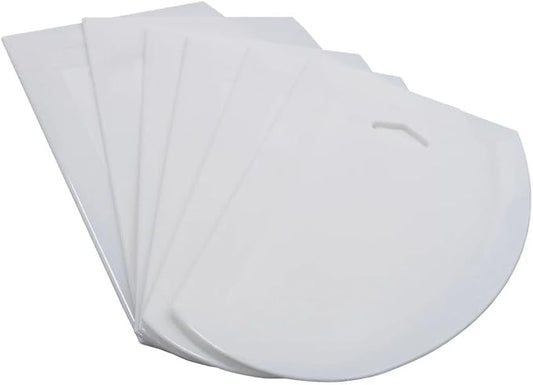 Soro Essentials- 7-1/2" x 4-3/4" Dough Scrapers White Color Plastic Set of 6- Food Safe Plastic Bowl Scraper Sharp Edge Scraper Bench Scraper Bakeware Decorating Tools Sculpting Modelling Tools