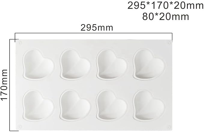 Heart Silicone Chocolate Mold DIY Cake Accessories Molds Kitchen Ice Cubes Biscuit Pastry Manual Baking Mould (Heart F_11.8 X6.8 X0.8inch)