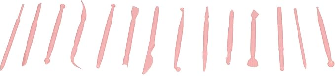 Pilipane Clay Modeling Tools Clay Carving Tools Cake Modeling Tools Cake Shaping Tools Cake Sculpting Tools 14PCS Set PP Plastic Lightweight for Cake Decorating DIY Baking (Pink)