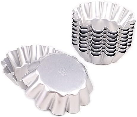 LoBake 10pcs per lot Various Design Fluted Edge Wavy Flower Cup Boat Round Shape Aluminium Tart Mould Jelly Pudding Cup Cupcake Mold Baking (C13)