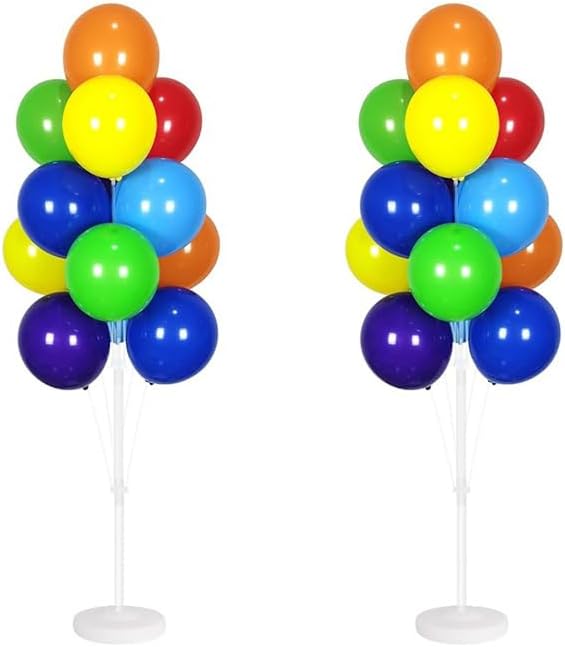 Leesoot 2 Sets 62inch Rainbow Floor Balloon Column Kit Stand with Balloon Backdrop Decoration for Graduation Wedding Birthday Baby Shower Gender Reveal Party Balloon Tower Balloon Tree