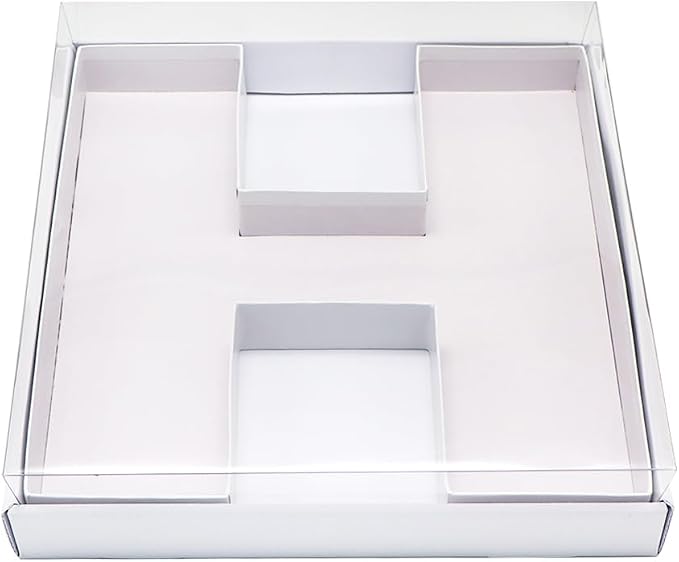 WENPACK 12.5" Cardboard Letter Shaped Mache Decorative Strawberries Fillable Sweets Flower Box with Clear Lid (White, H)