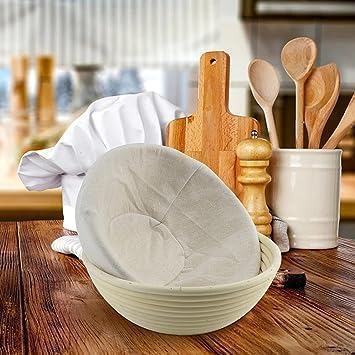 Flaxen Proofing Bread Basket Cloth, Reusable Breathable Liner Cotton Flax Proofing Bread Cloth, Round Cloths Baking supplies Bread Proofing Baskets，Baking Tools and Accessories (9 inch)