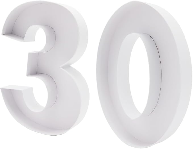 12inch Cardboard Number Fillable Food Tray Box for Charcuterie, Cupcake Arrangement, Birthday Anniversary (White, 30)