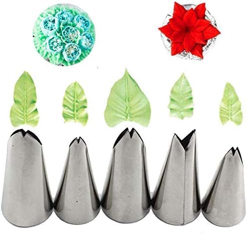 Russian Piping Tips Set, 5PCS Stainless Steel Cake Cupcake Decorating Supplies Kit Flower Frosting Tips DIY Icing Piping Tips for Cake Decorating (5PCS)