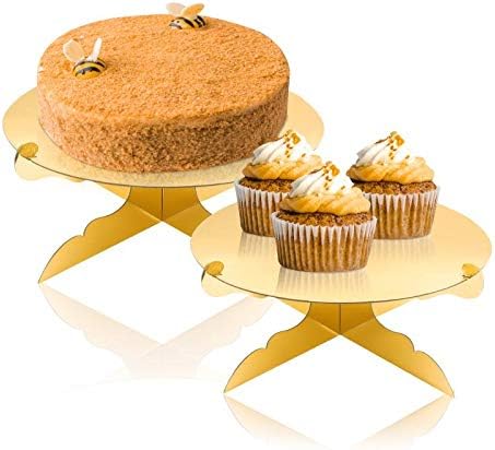 12 inch One Tier Cardboard Cake Stand,Gold Cupcake Stand for Birthday Wedding DIY Dessert Decoration