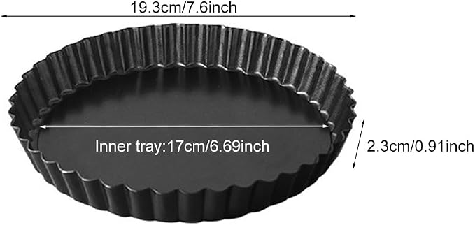 Tart Pan Removable Bottom, Pie Pans Non-Stick Pans Pie Round Fluted Tart Tins Baking Pan Mould Tray for Baking Cheese Cakes, Chocolate Tarts, Fruit Pies(8 Inch Outer Diameter)