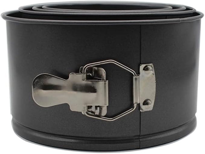 4 Pcs Springform Pan (4inch, 5inch, 6inch, 7inch), Cake Tin for Baking, Detachable Bottom Carbon Steel Cheesecake Mold (Black)
