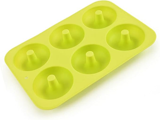 DIY 6-Cavity Cake Donut Mold Non-Stick Baking Molds Cake Pan Silicone Tray for Doughnut Cake Bread Pudding Chocolate Muffin Soap (Green)