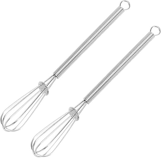 Stainless Steel Mini Whisk Set of 2, Small Wire Hand Whisks, Kitchen Cookware for Cooking, Whisking, Blending, Beating, 5/7/8/10 inch