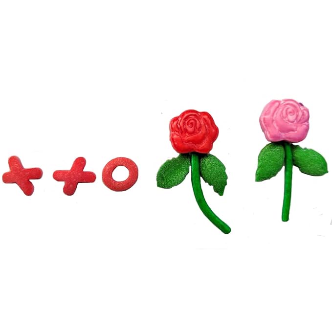 Valentines Rose Hearts Sprinkles Red Pink and Green Sprinkle Cupcake Cake Toppers Edible Cake Decorations