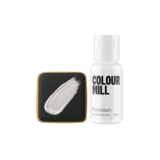 Colour Mill Edible Food Paint – Vibrant Cake & Fondant Decorating Colors for Cookies, Chocolate, Royal Icing & Desserts 20 Milliliters - Metallic Porcelain