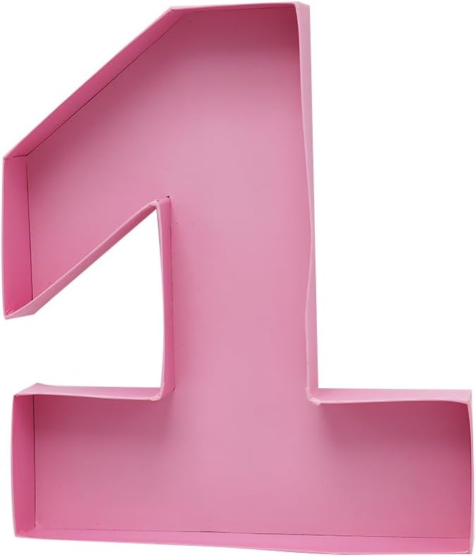 12inch Cardboard Number Fillable Food Tray Box for Charcuterie, Cupcake Arrangement,Birthday Anniversary (Pink 1)