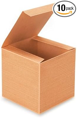 A1 Bakery Supplies Preimer High Kraft Pinstripe Brown Treat Gift Boxes (6 in X 6 in X 6 in 10 pk)