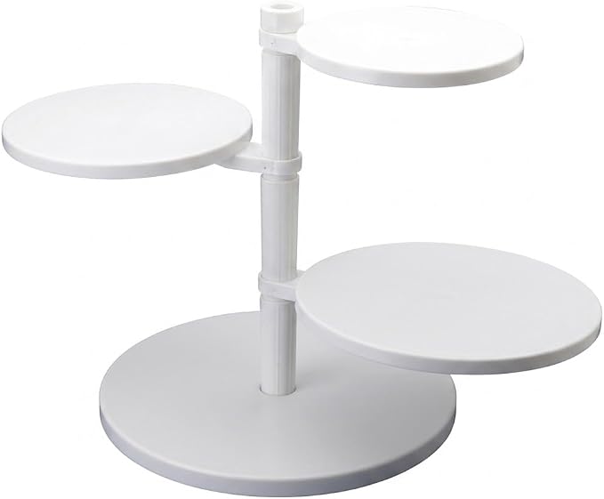 Oasis Supply 4-Tier Adjustable Cake Stand – White Plastic Dessert Display Stand, Tiered Cupcake Stand with Customizable Height for Cakes, Cupcakes, Weddings, Birthdays & Party Decorations