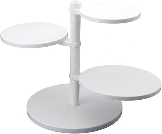 Oasis Supply 4-Tier Adjustable Cake Stand – White Plastic Dessert Display Stand, Tiered Cupcake Stand with Customizable Height for Cakes, Cupcakes, Weddings, Birthdays & Party Decorations