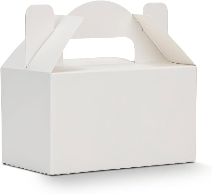 Aosric Small White Gable Boxes 3.5 x 3.5 x 6.3 In, 30 Pack | Premium Cardstock Party Favor Boxes with Handles for Wedding, Baby Shower, Bakery, Cookies, Treats & Retail Packaging