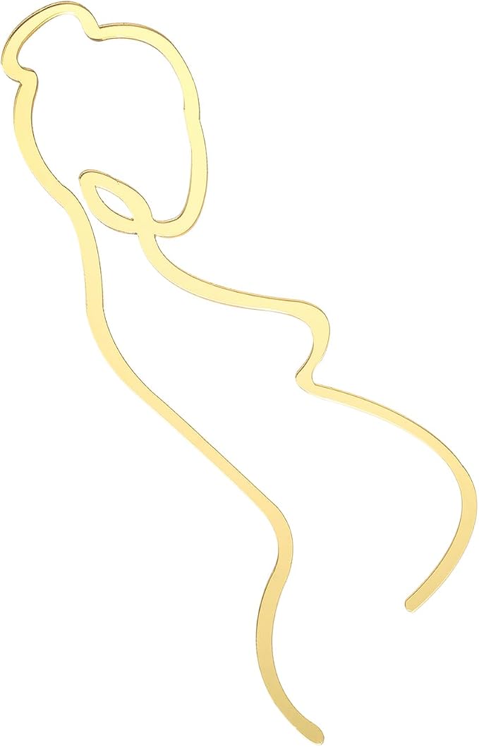 Pregnancy Line Art, Acrylic Cake Topper - Pregnant Woman Happy Birthday Cake Topper, Gold Mirror Finish, Mother To Be Party Decorations