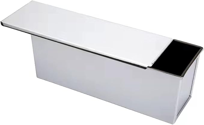 Pullman Loaf Pan with Lid Aluminumed Steel Pullman Loaf Pan Commercial Grade Non Stick Bread Pan with Lid (13x4.3x4.8in)