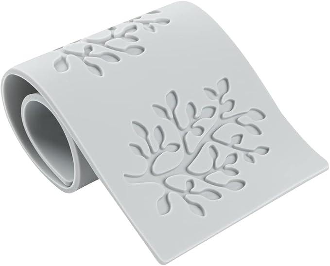 Restaurantware Silicone Baking Mat 1 Pack of Fondant Impression Mat Heat-Resistant Non-Stick Lace Mold Leaves Design Gray Mold for Pastry Decoration and Oven Use 11.57 x 3.82 Inches
