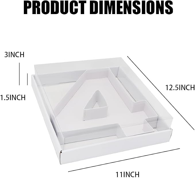 WENPACK 12.5" Cardboard Number Shaped Mache Strawberries Fillable Sweets Candy Box with Clear Lid (White, 4)