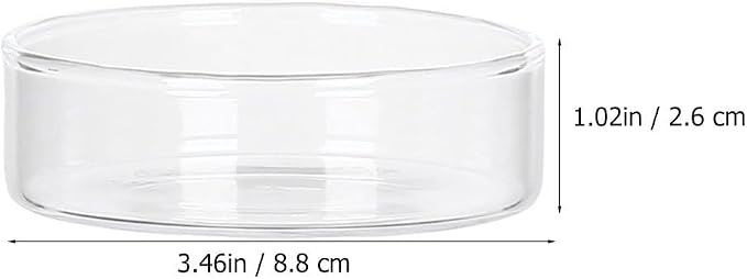 OSALADI Mini Glass Bowls Prep Serving Candy Dishes Cake Plate Ice Cream Cup Reptile Feeding Dish Tray for Kitchen Dessert Dips Sauces Condiments, Transparent, 8.8X8.8X2.6CM, UFU5211T25E17V